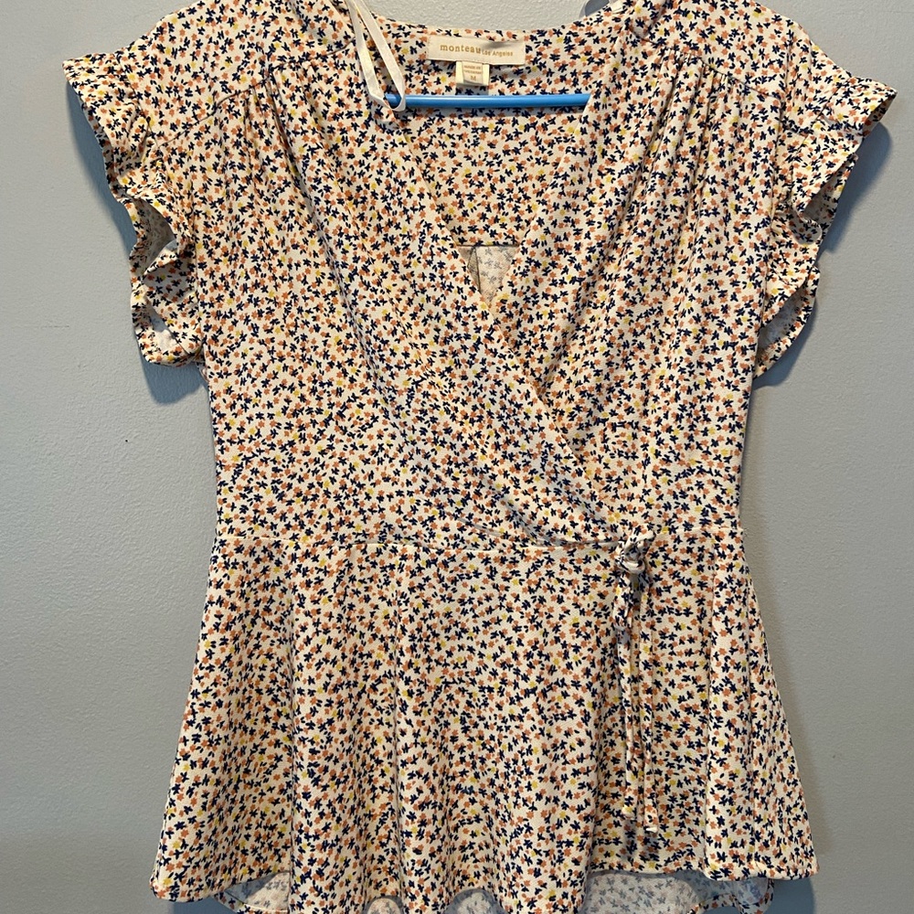 Flower Pattern Flowy Blouse